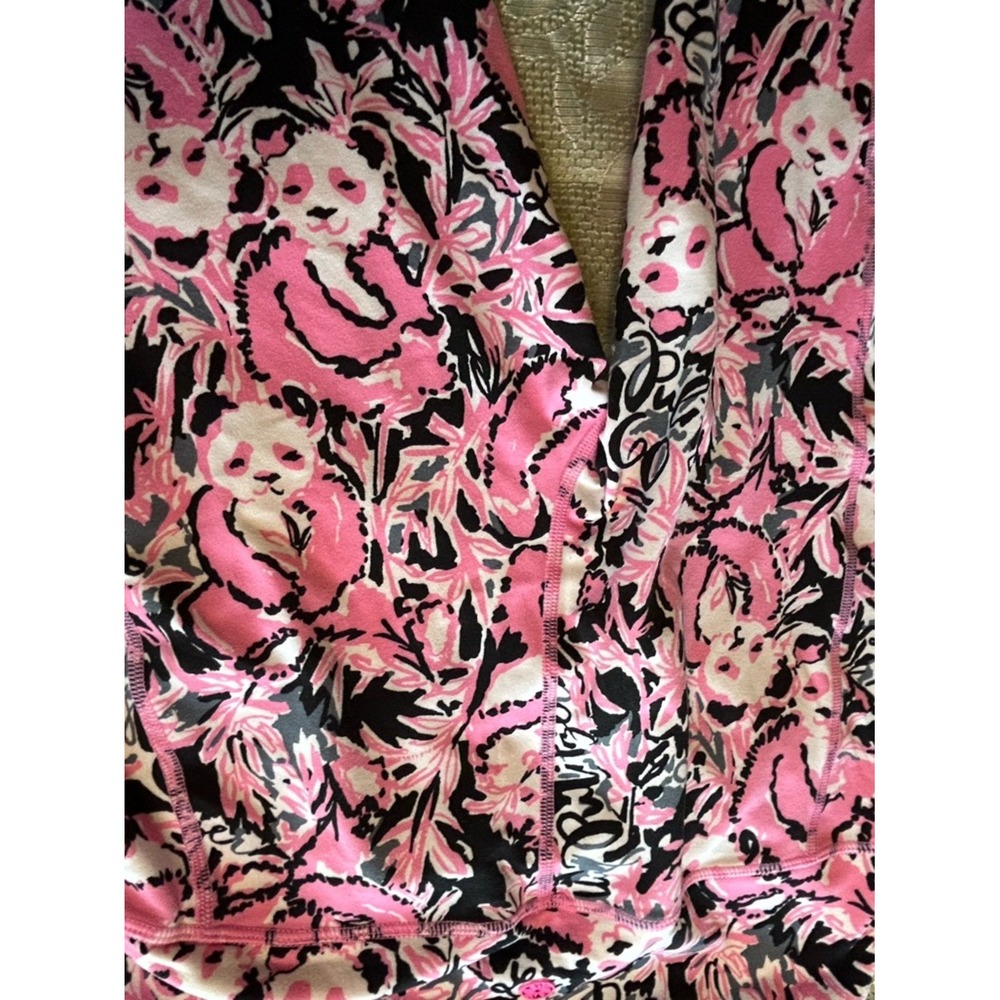 Lilly Pulitzer Luxletic Panda Prowl Pink Black Floral Leggings Side Pockets M - Picture 10 of 11